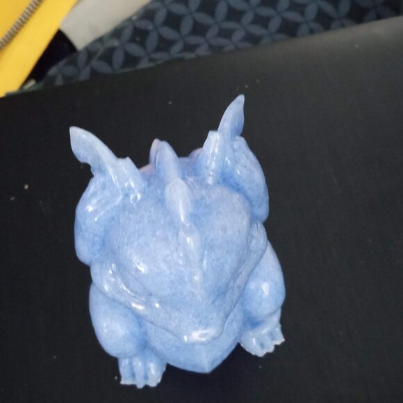 Handmade Blue Hear No Evil Dragon Statue Figurine - Picture 5 of 6